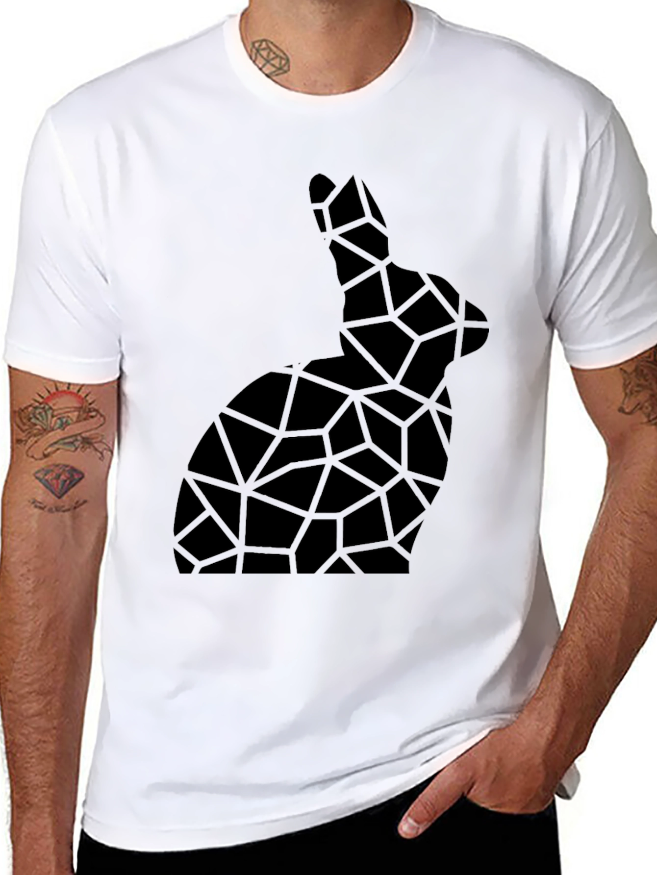 Geometric Rabbit Tee - Modern Abstract Bunny Shirt