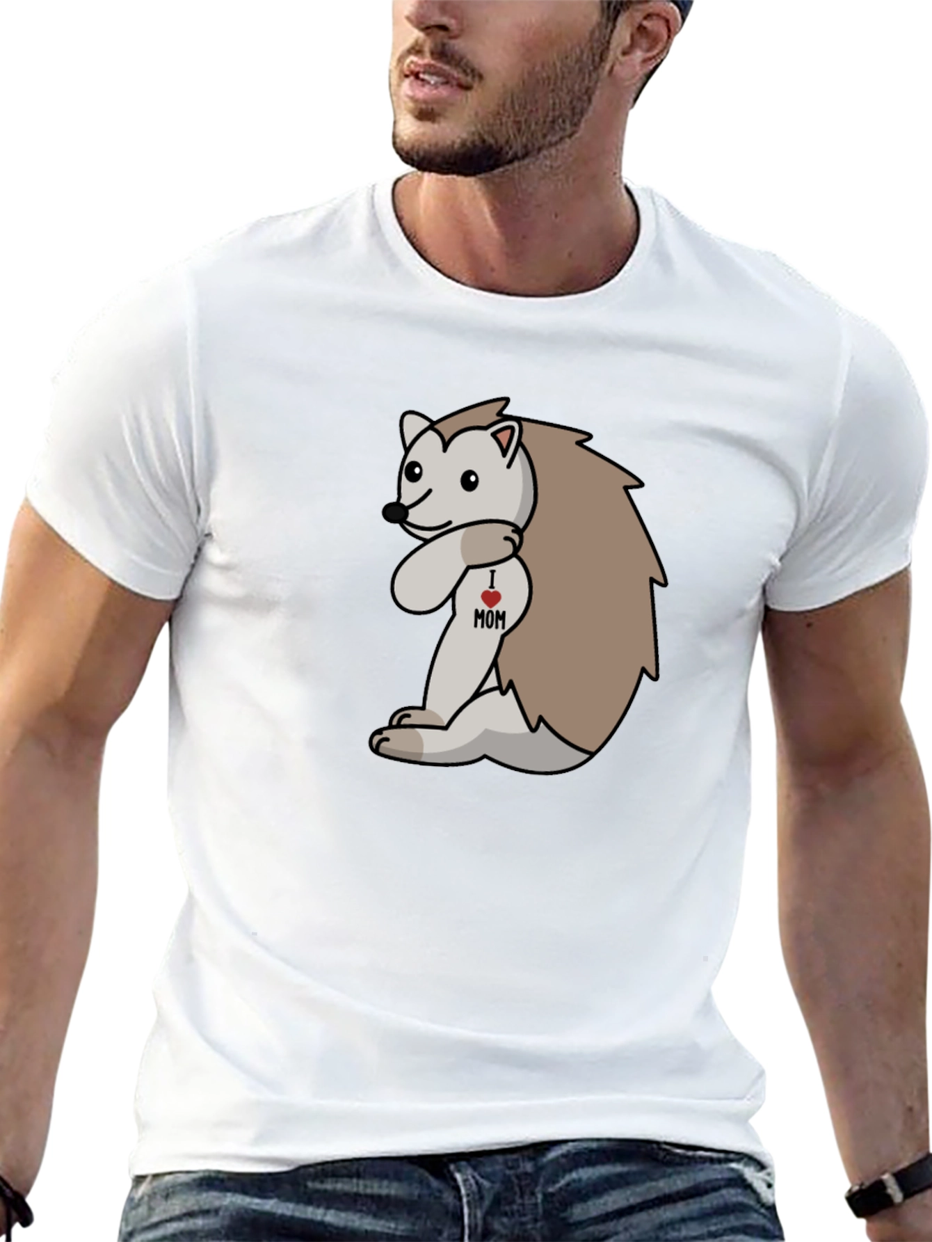 I Heart Mom Hedgehog Black T-Shirt
