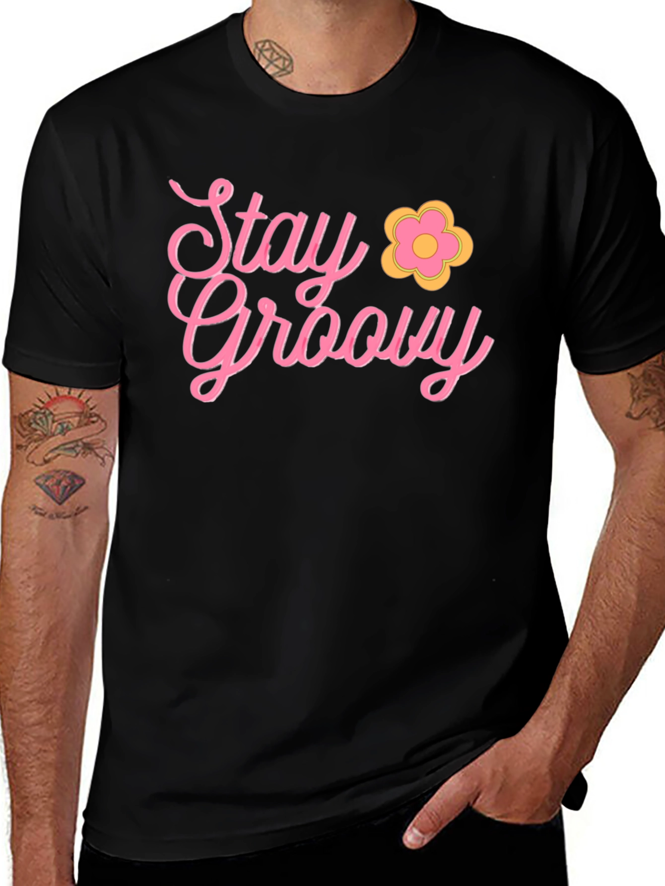 Stay Groovy Retro Black T-Shirt