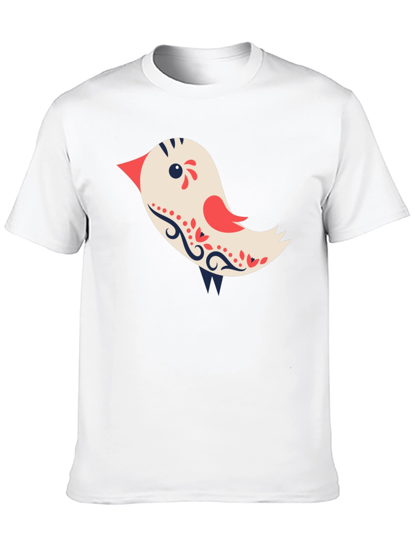 Cute Bird Graphic Tee - Black Cotton T-Shirt