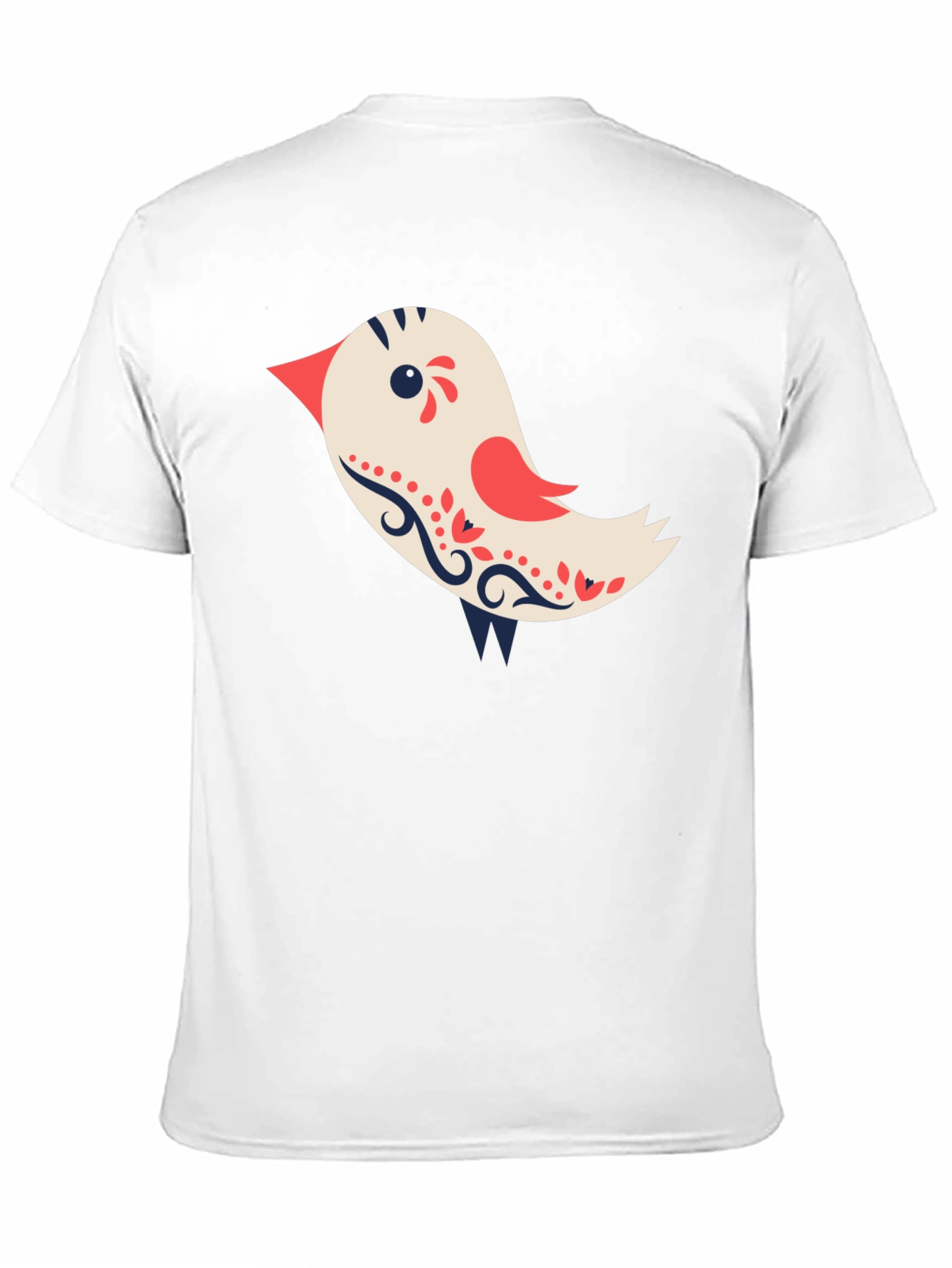 Cute Bird Graphic Tee - Black Cotton T-Shirt