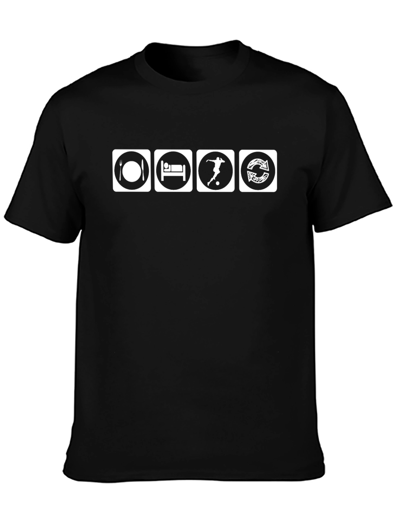Eat Sleep Soccer Repeat Black Graphic T-Shirt