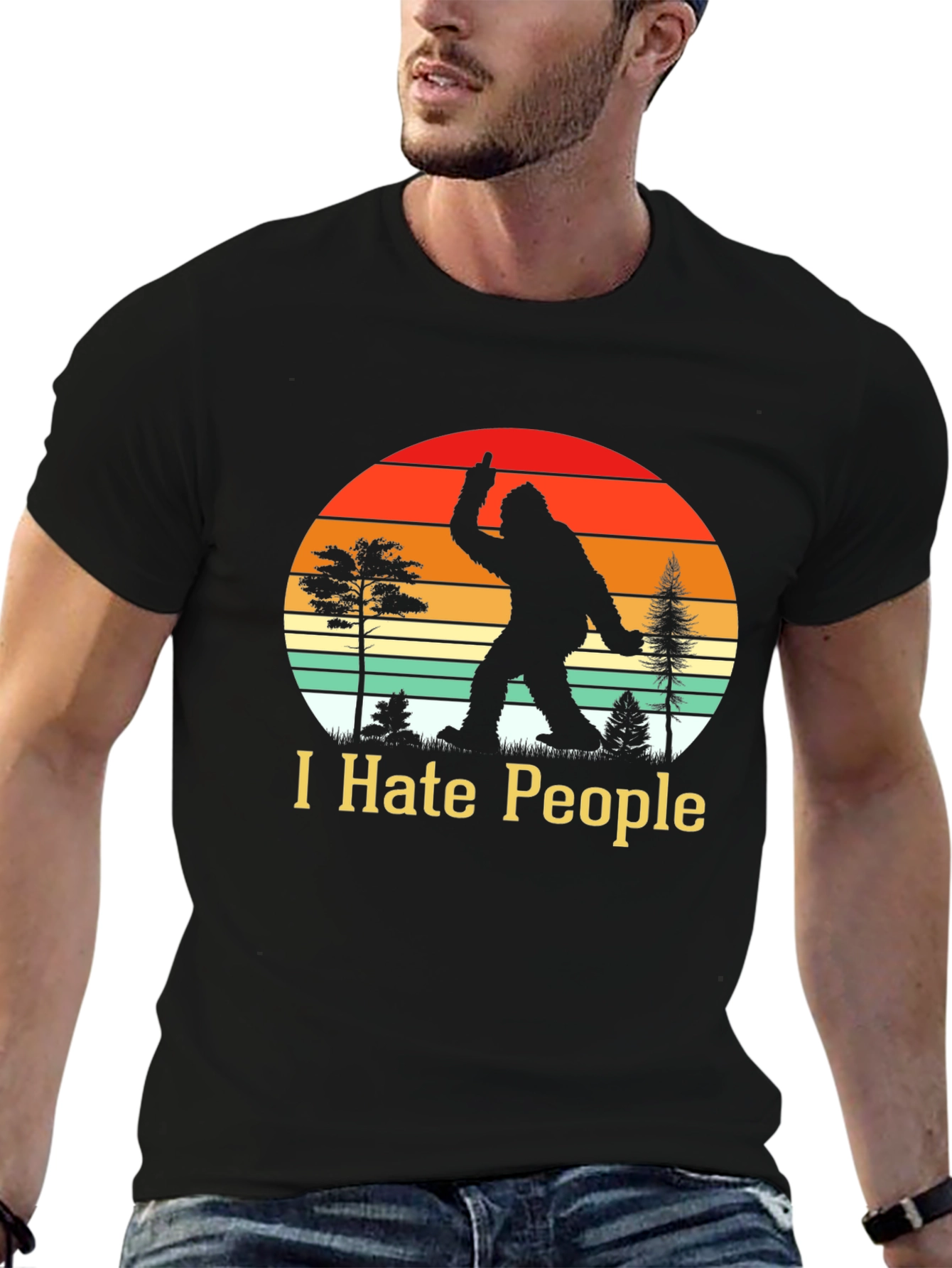 I Hate People Bigfoot T-Shirt Funny Sasquatch Tee