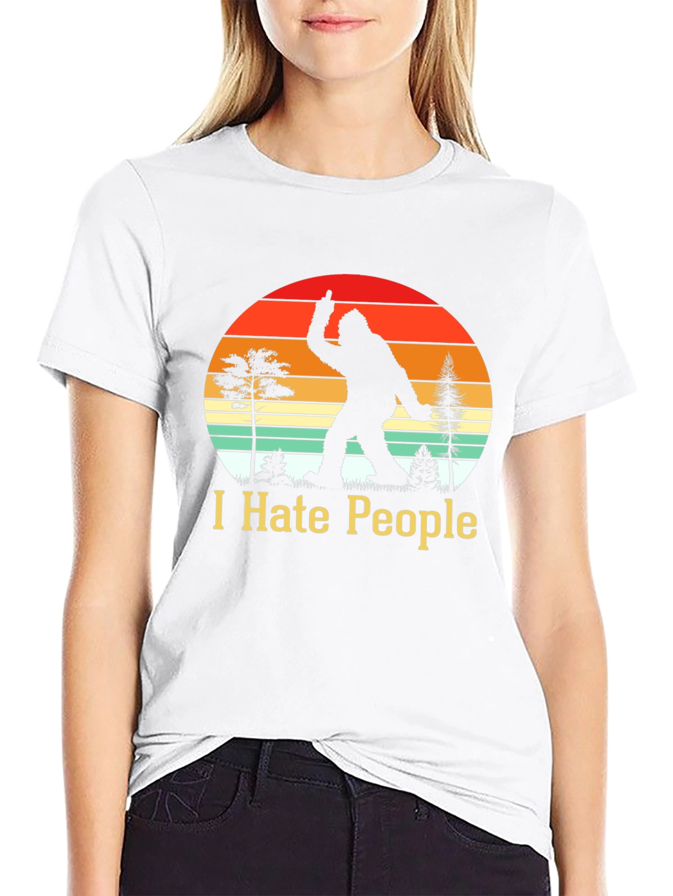 I Hate People Bigfoot T-Shirt Funny Sasquatch Tee