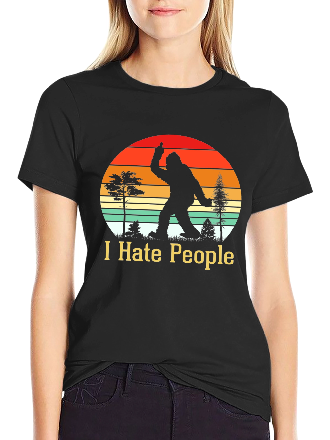 I Hate People Bigfoot T-Shirt Funny Sasquatch Tee