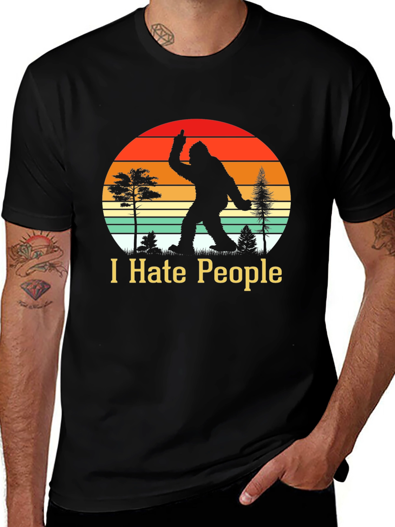 I Hate People Bigfoot T-Shirt Funny Sasquatch Tee