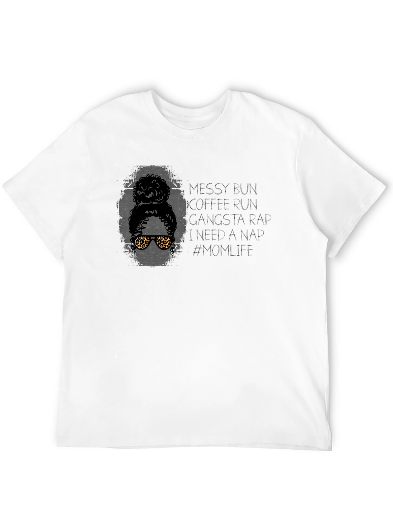 Messy Bun Coffee Run Mom Life Graphic T-Shirt