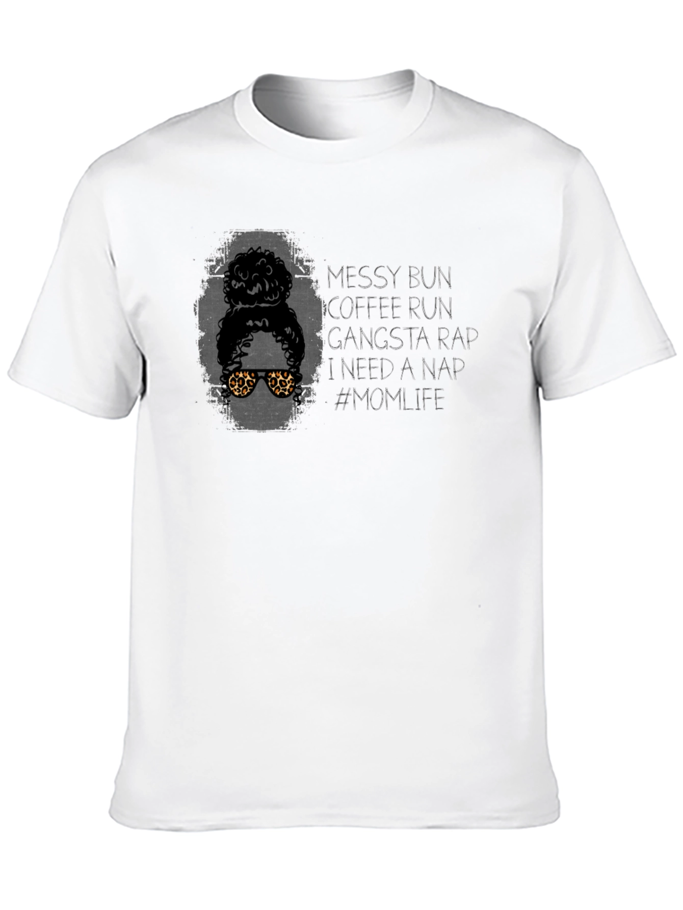 Messy Bun Coffee Run Mom Life Graphic T-Shirt