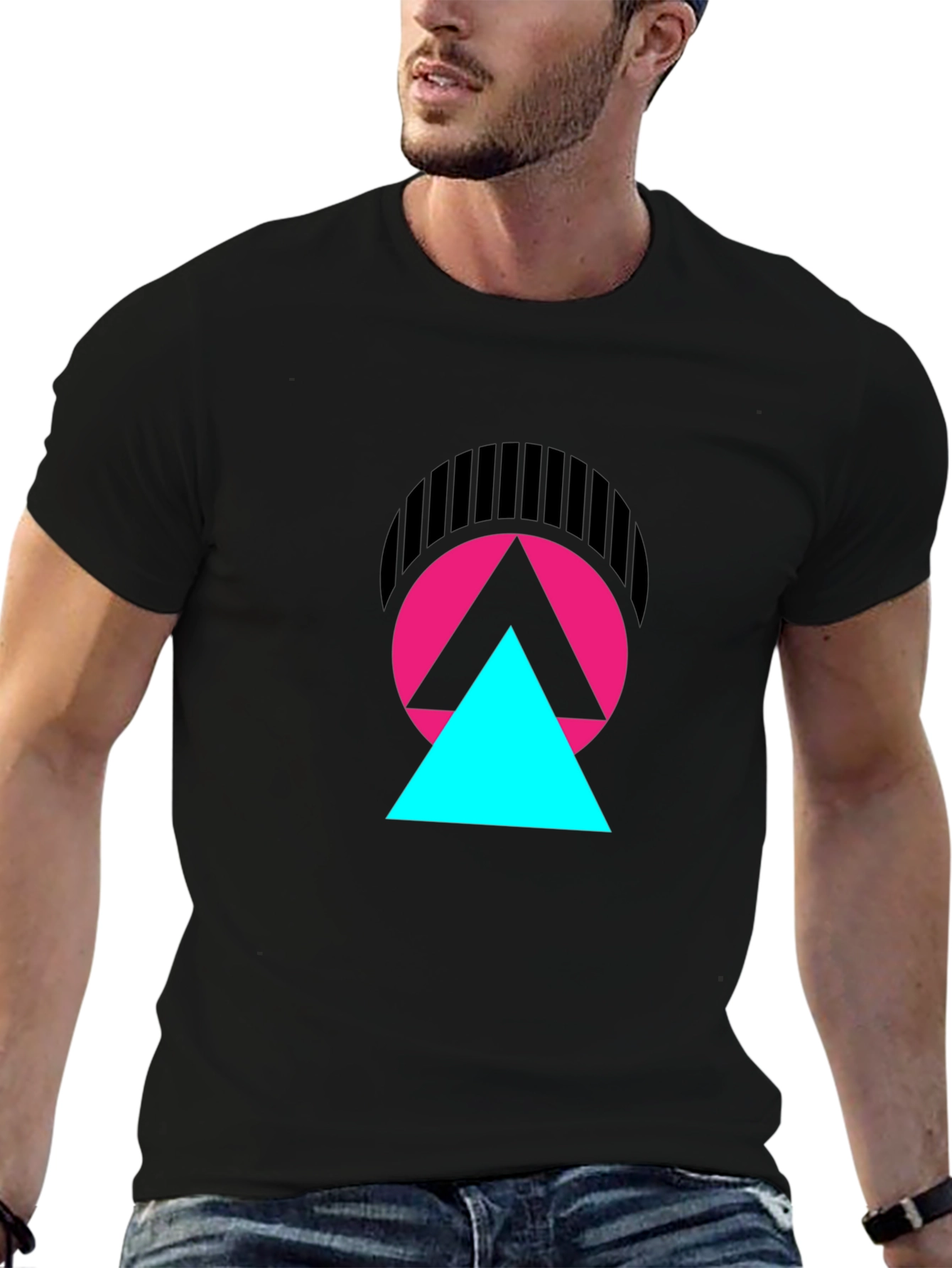 Abstract Geometric Graphic T-Shirt - Modern Design