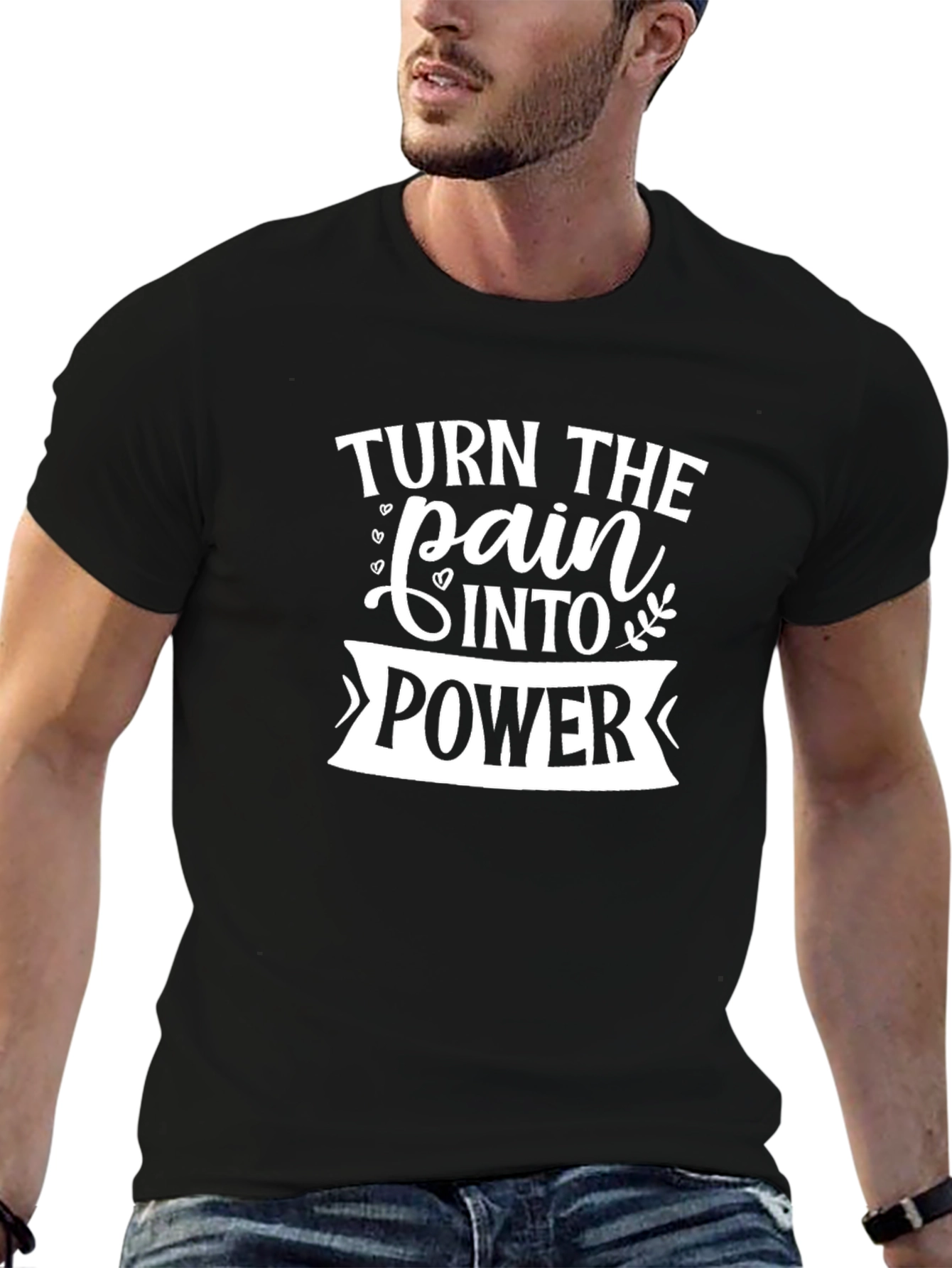 Turn Pain Into Power Graphic Tee - Black