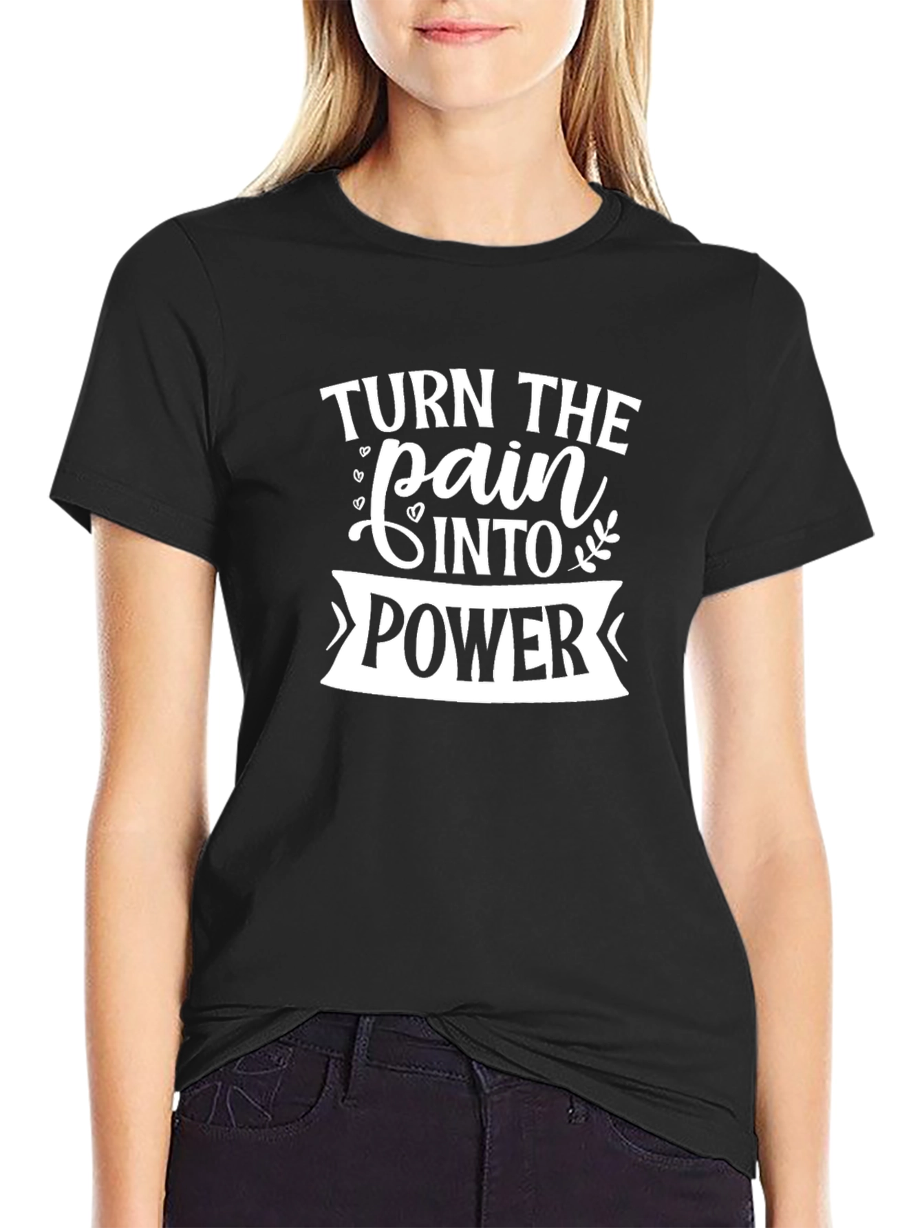 Turn Pain Into Power Graphic Tee - Black