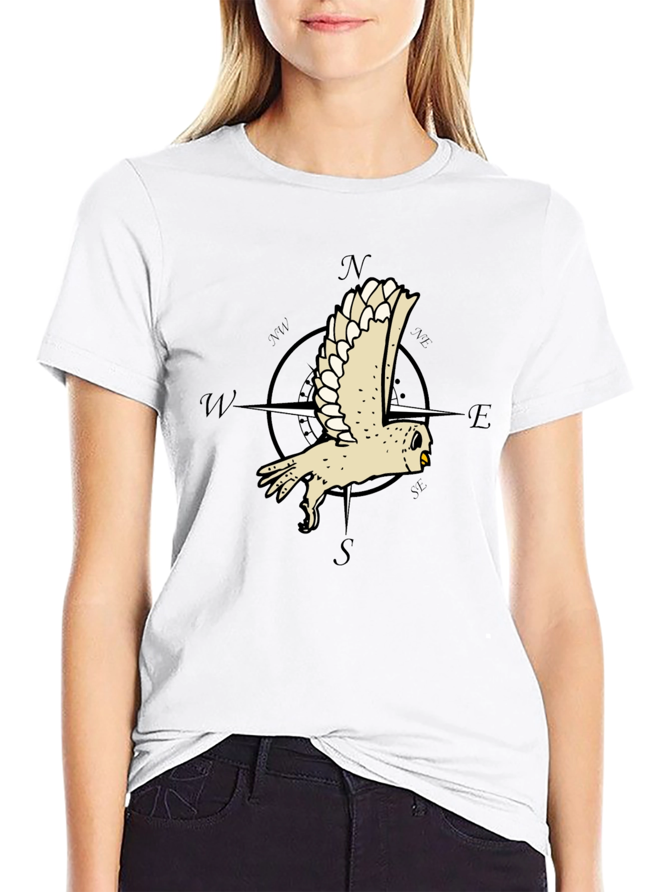 Owl Compass Graphic Tee - Mens Black T-Shirt