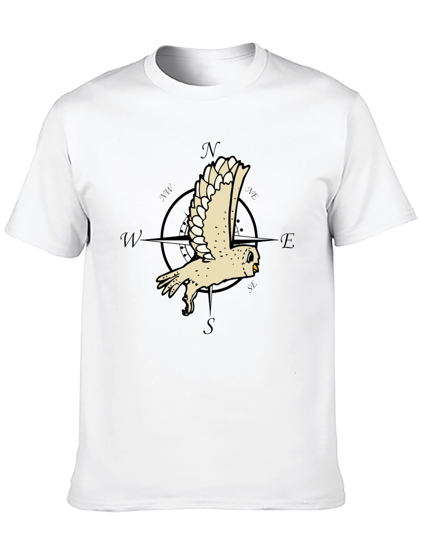 Owl Compass Graphic Tee - Mens Black T-Shirt