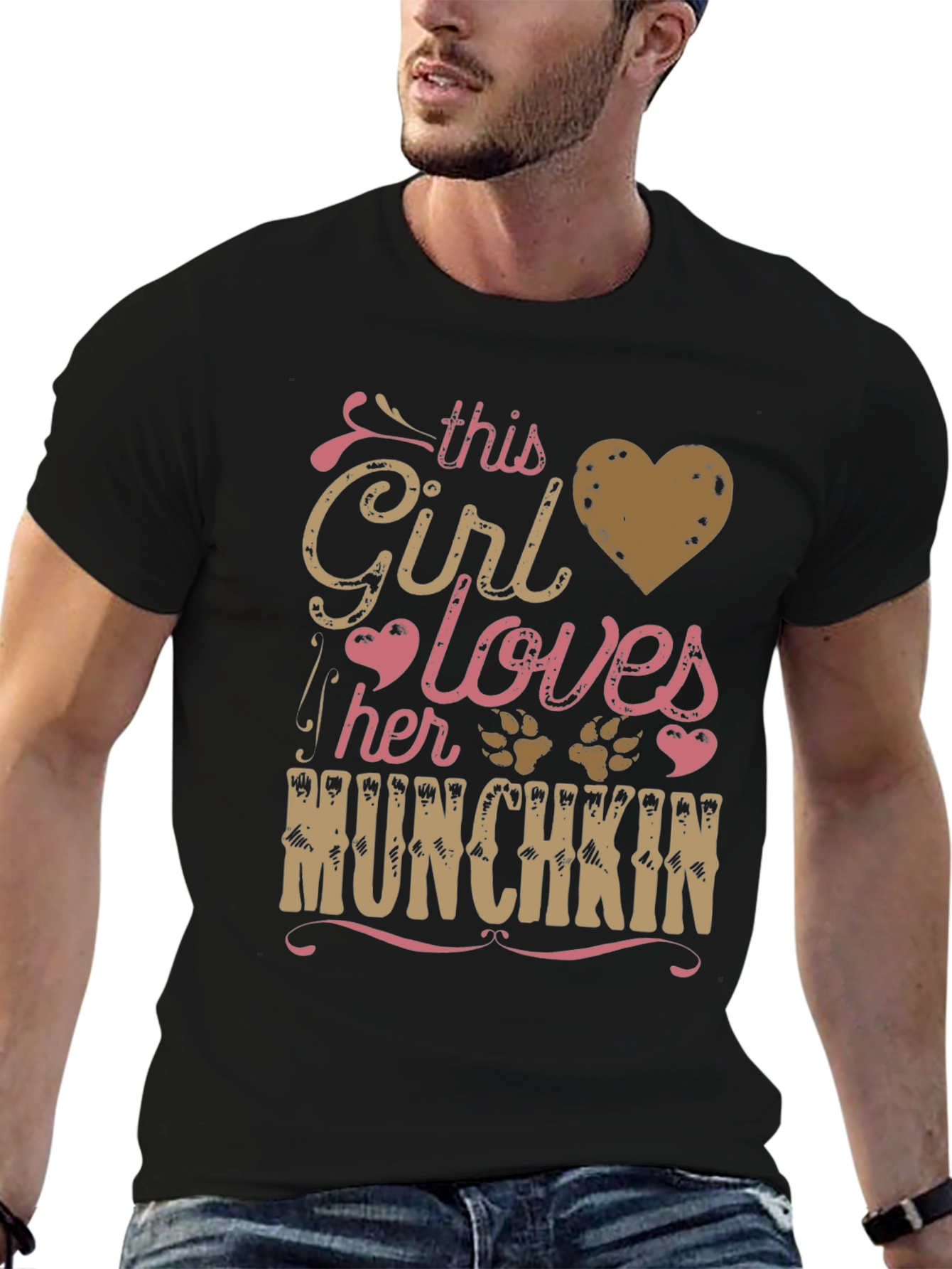 This Girl Loves Her Munchkin Pet Paw Print T-Shirt
