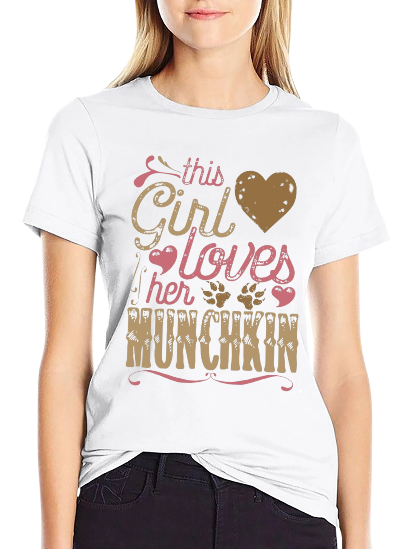 This Girl Loves Her Munchkin Pet Paw Print T-Shirt