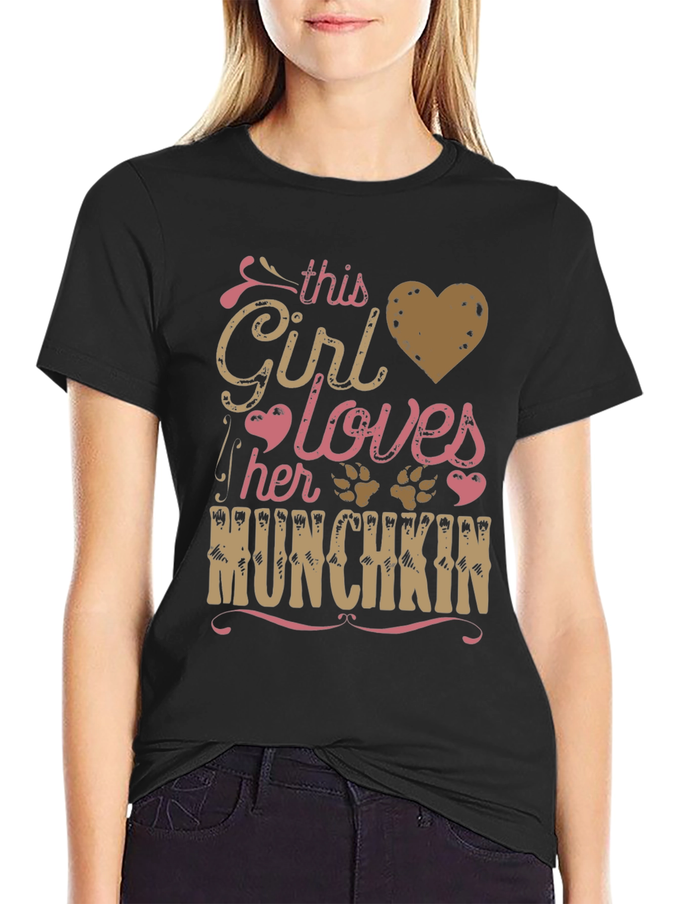 This Girl Loves Her Munchkin Pet Paw Print T-Shirt