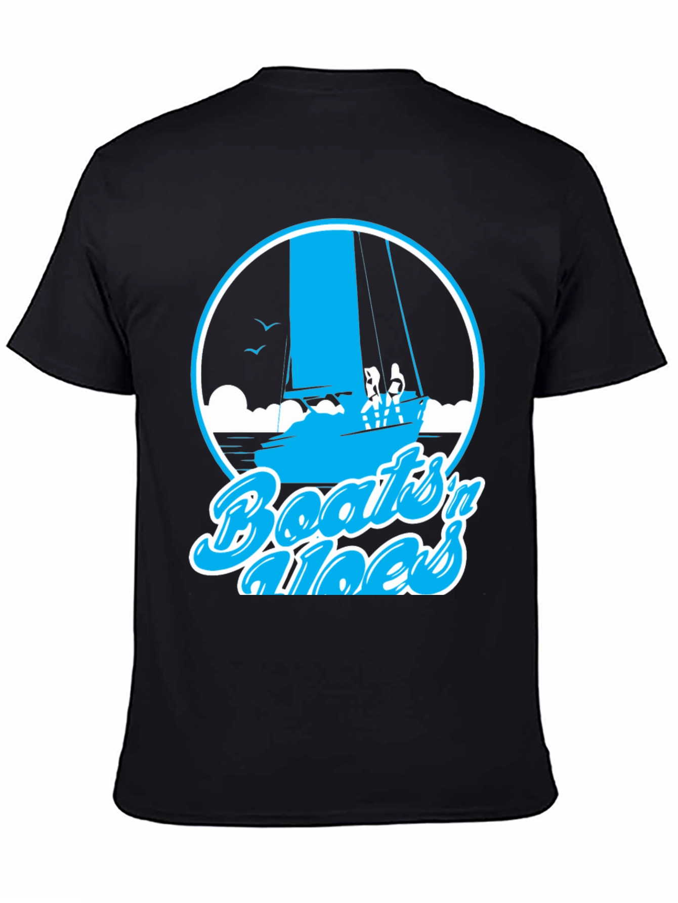 Boats n Aloes Black Graphic T-Shirt