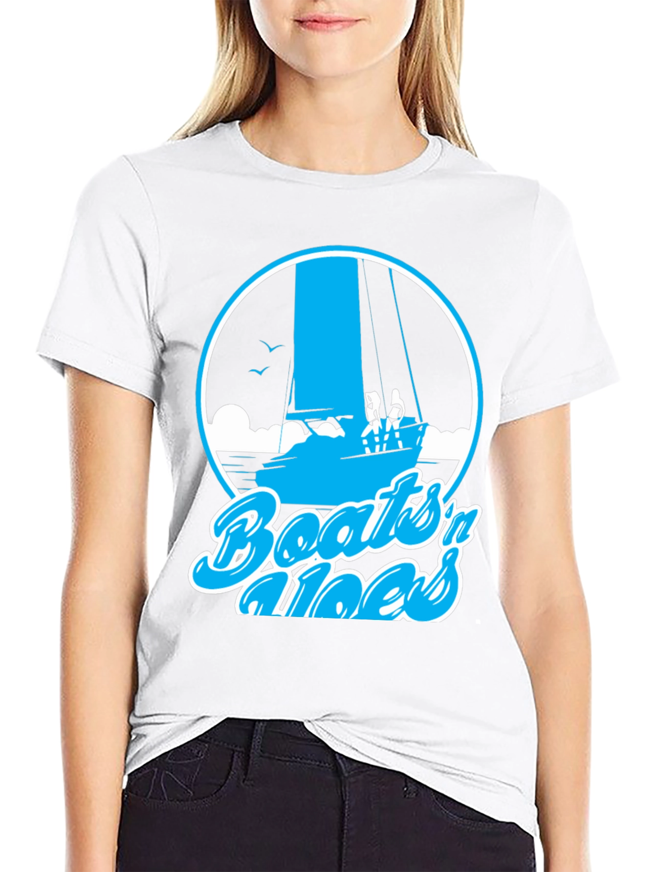 Boats n Aloes Black Graphic T-Shirt