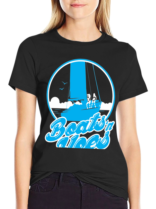Boats n Aloes Black Graphic T-Shirt