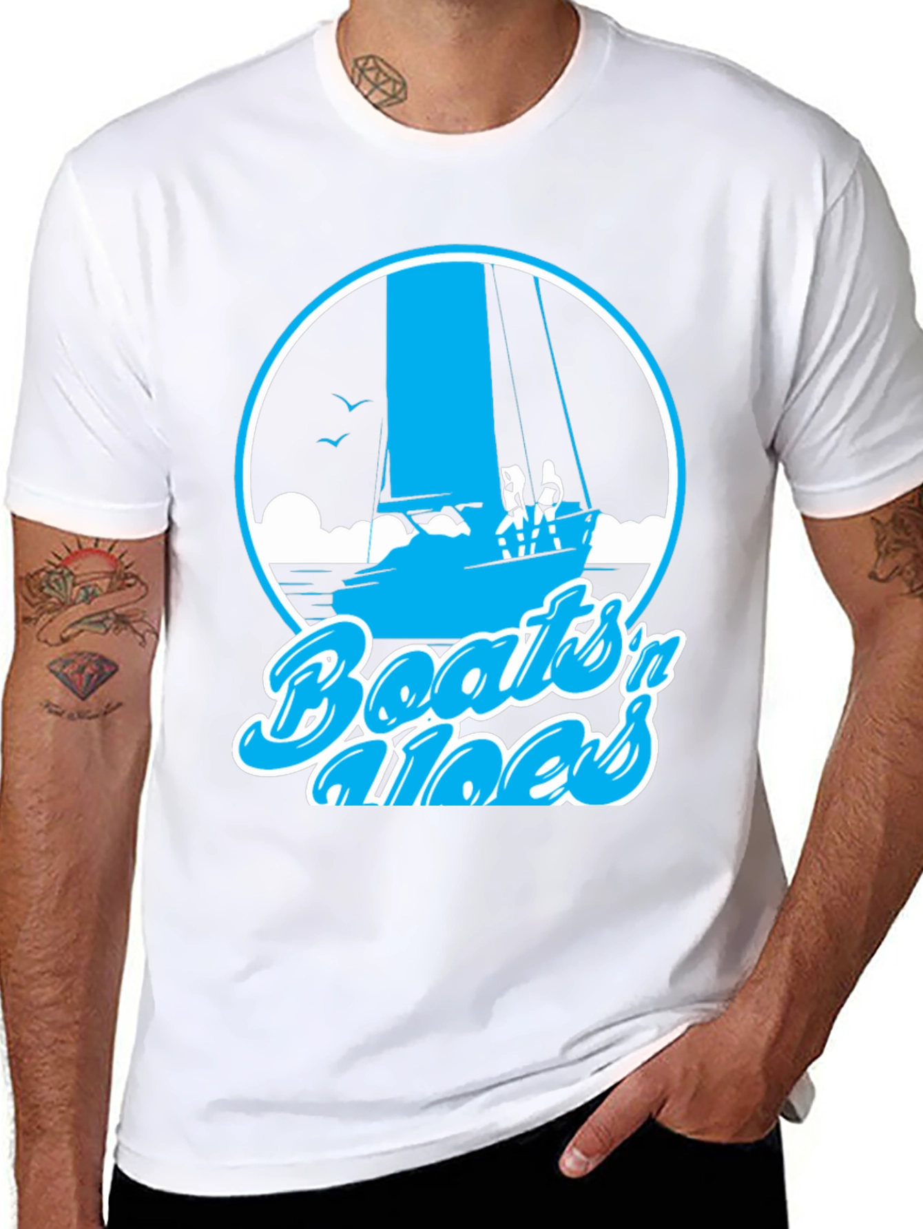 Boats n Aloes Black Graphic T-Shirt