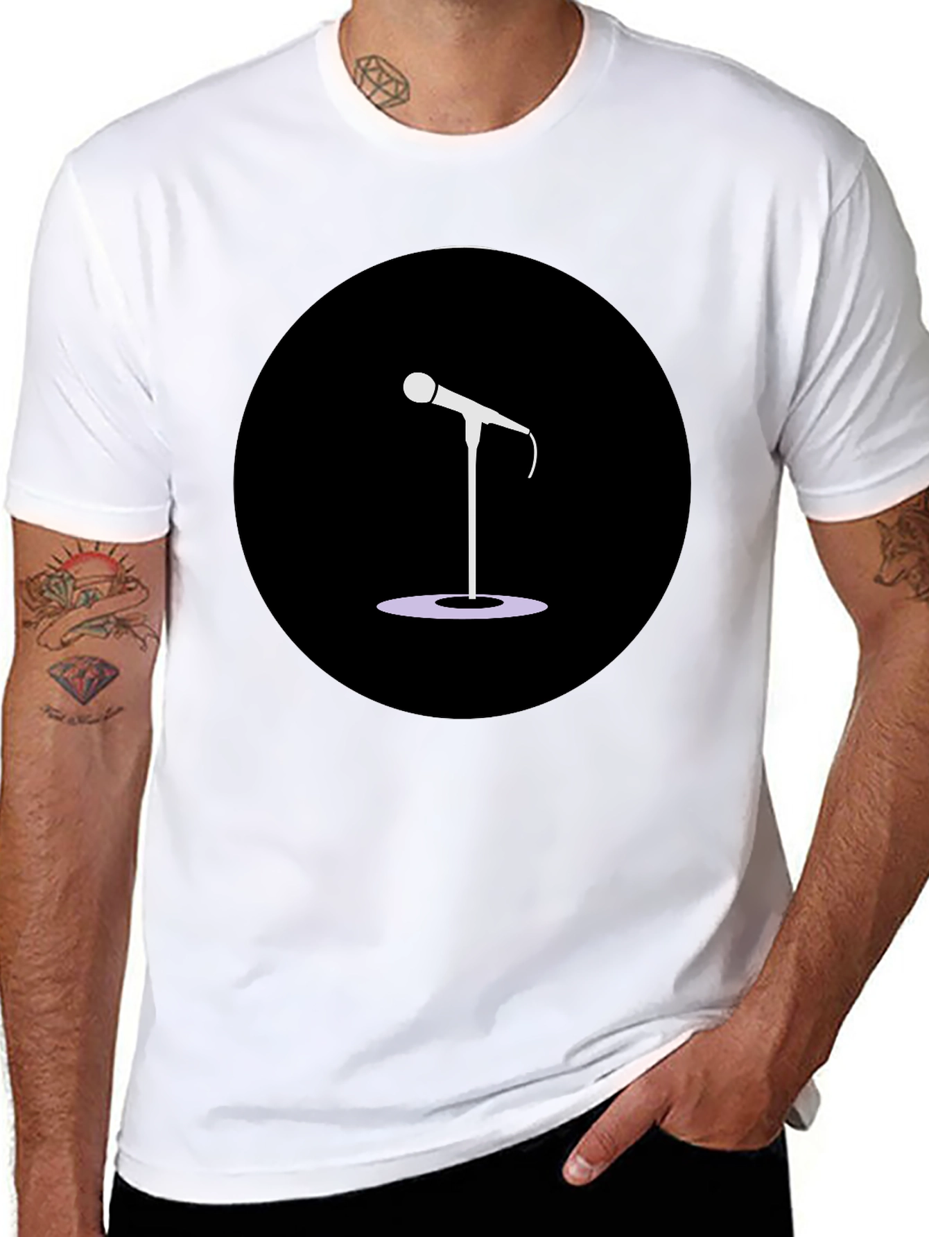 Mic Graphic Tee - Black Casual T-Shirt