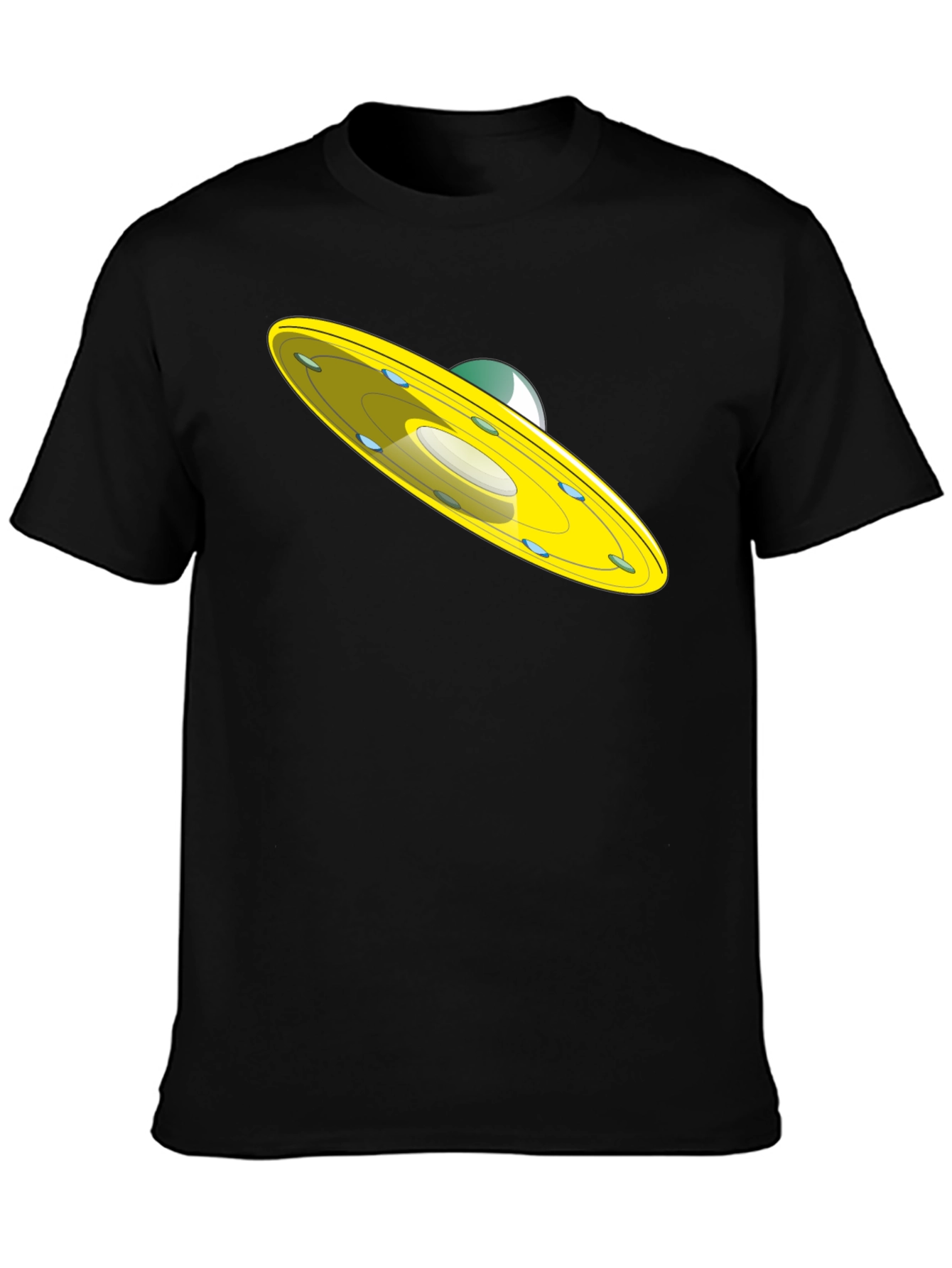 UFO Graphic Tee - Black Cotton Blend Casual Shirt