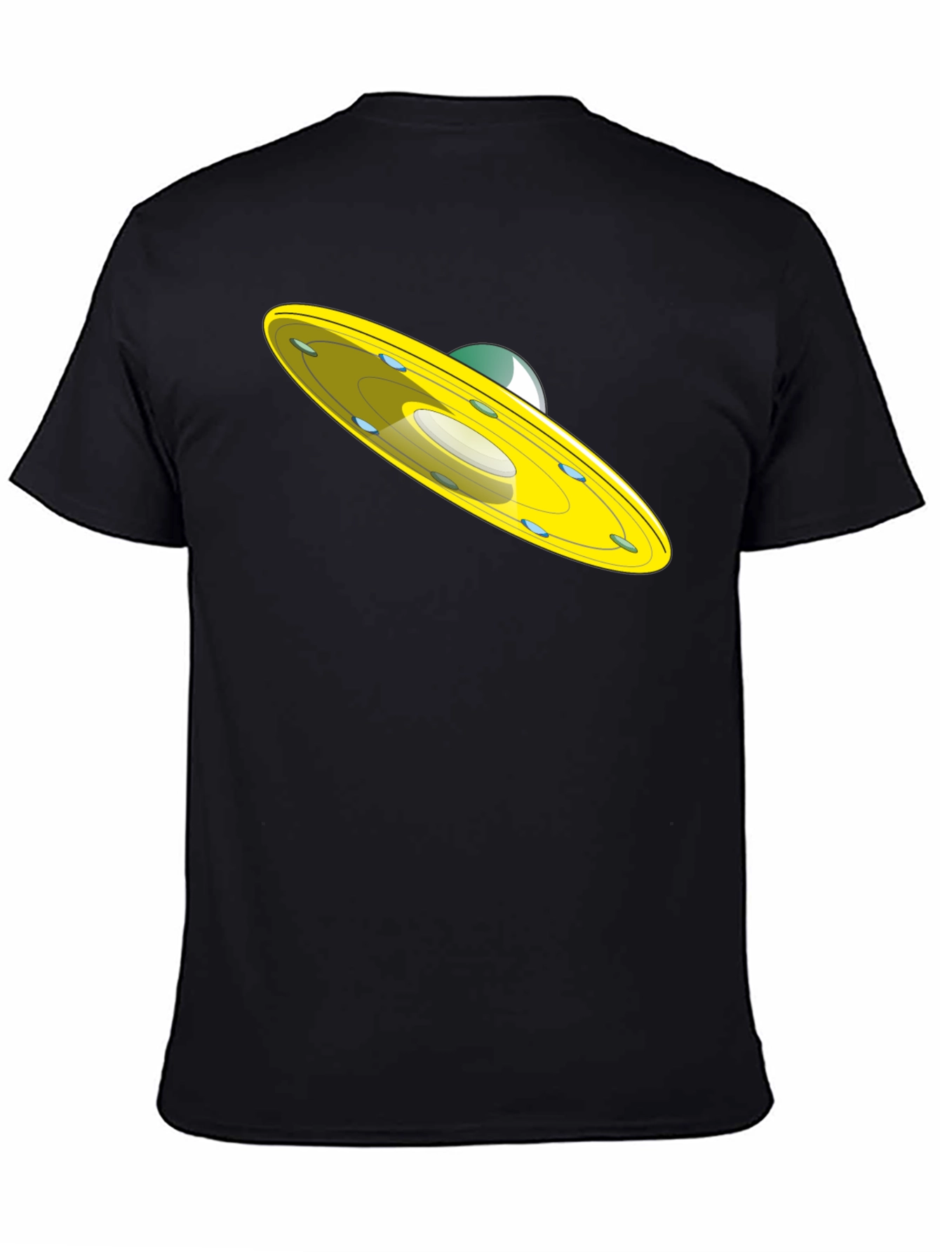 UFO Graphic Tee - Black Cotton Blend Casual Shirt