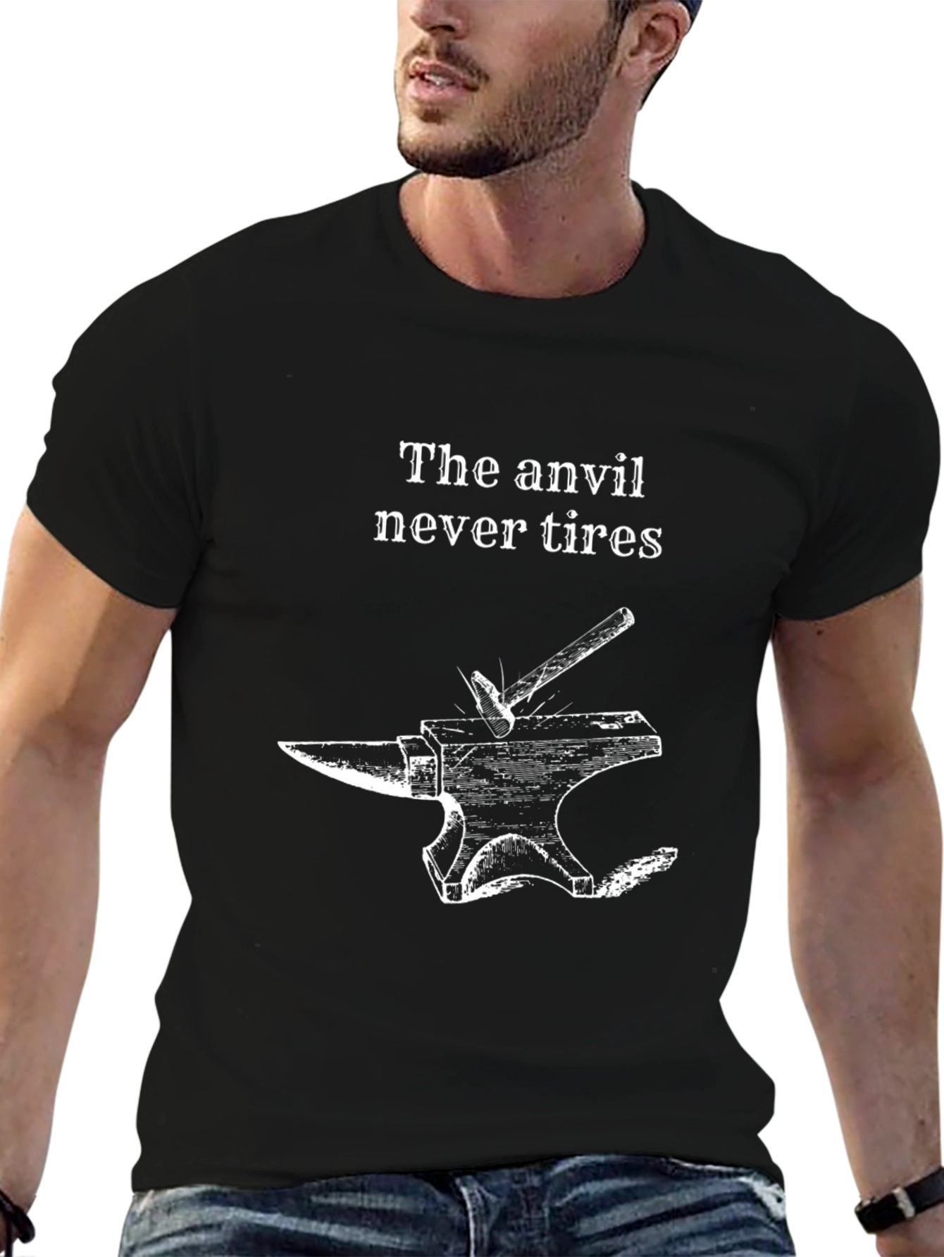 The Anvil Never Tires Black Graphic Tee