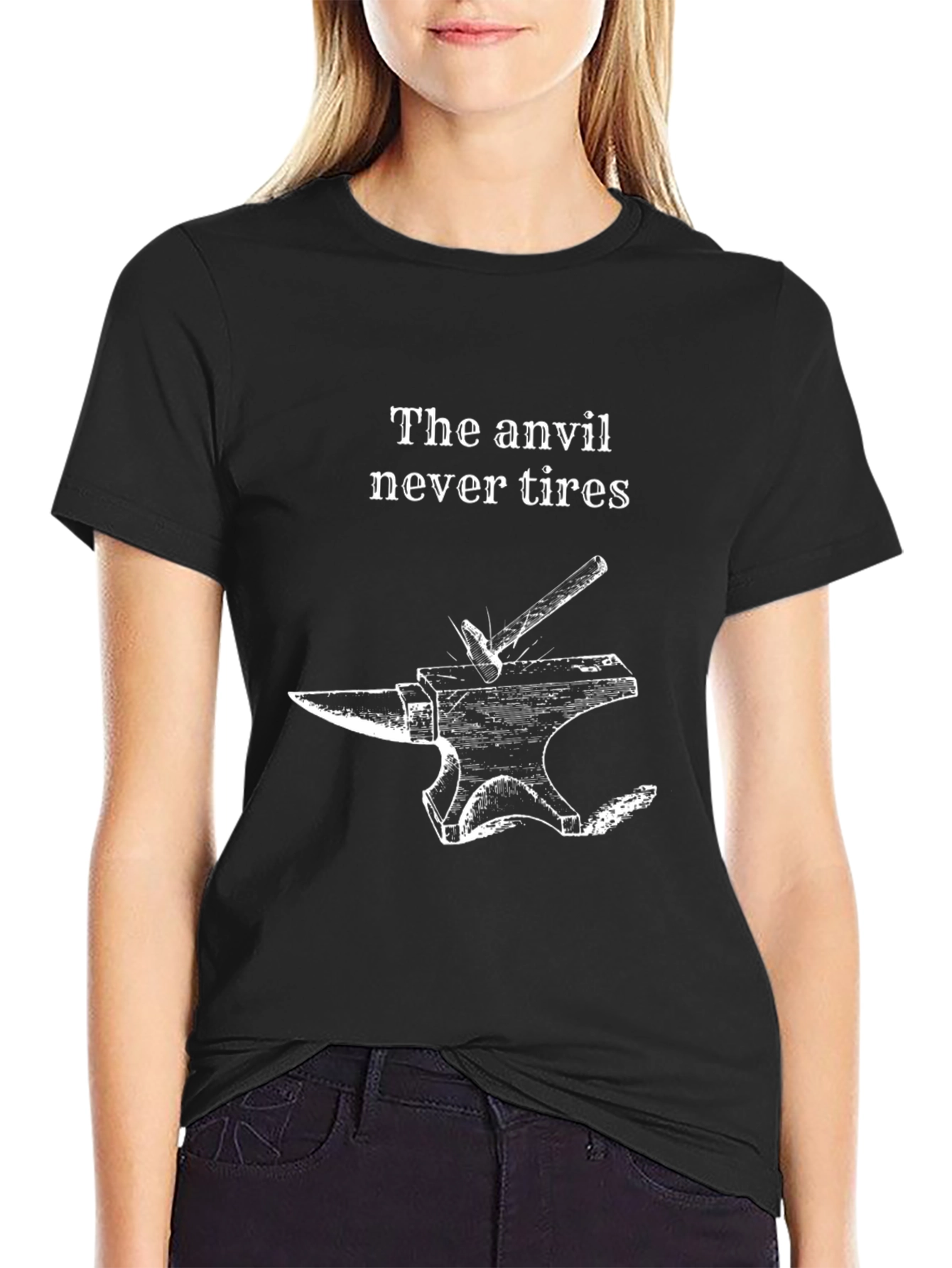 The Anvil Never Tires Black Graphic Tee