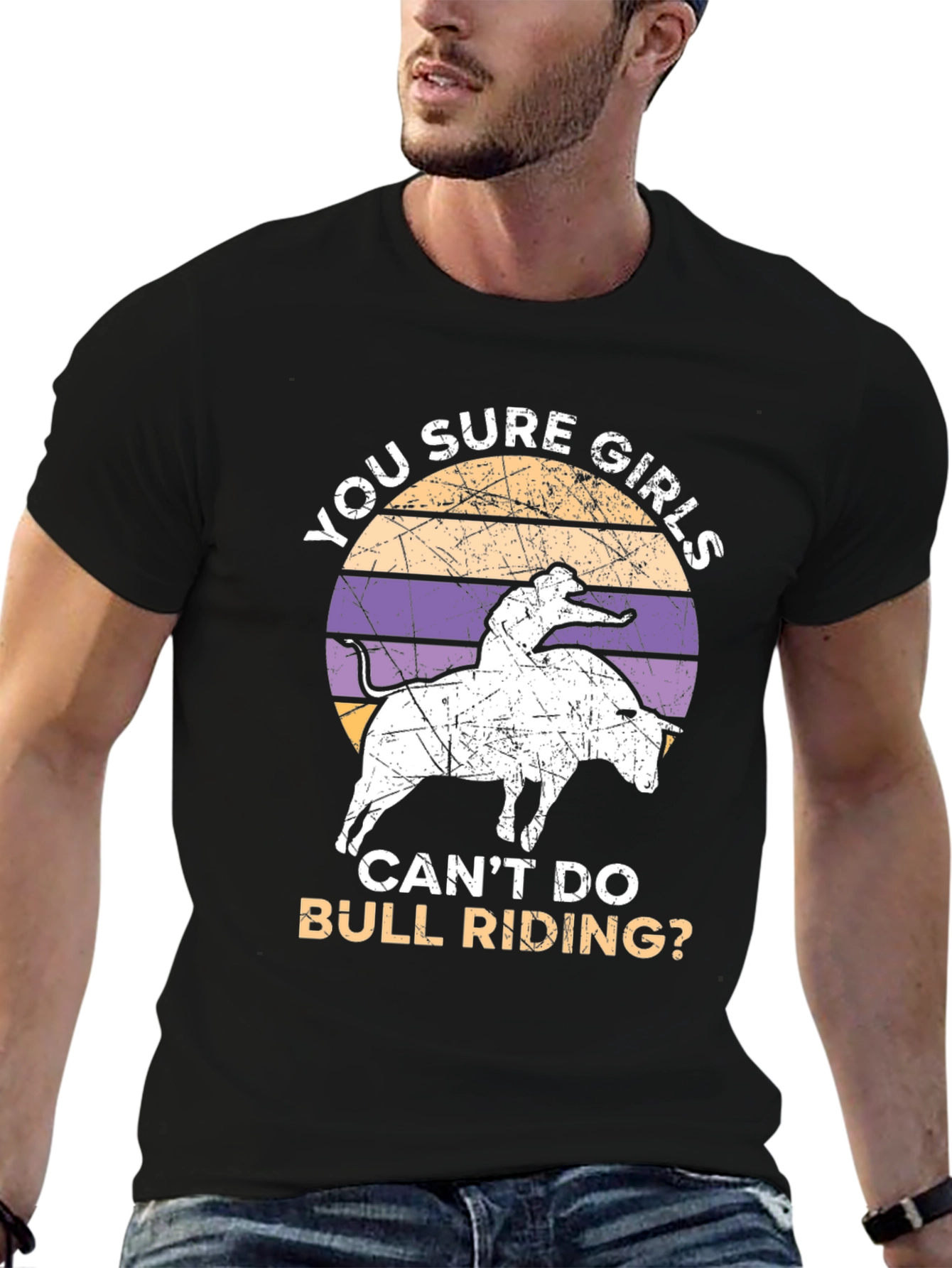 Funny Womens Bull Riding Graphic Tee