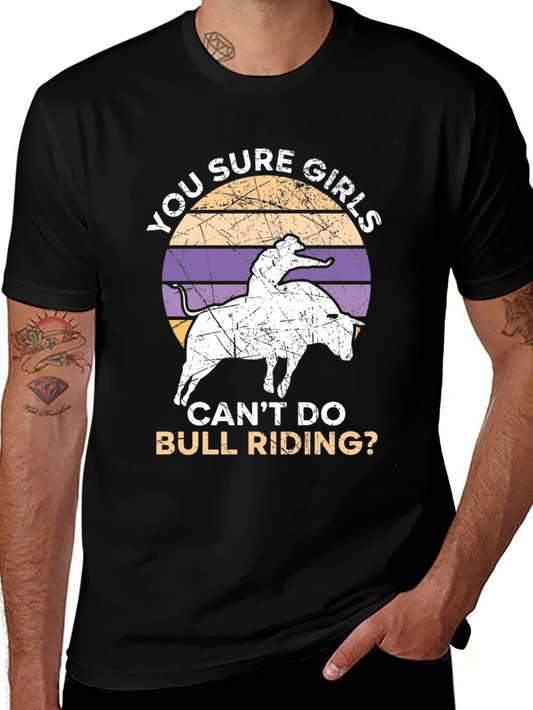 Funny Womens Bull Riding Graphic Tee