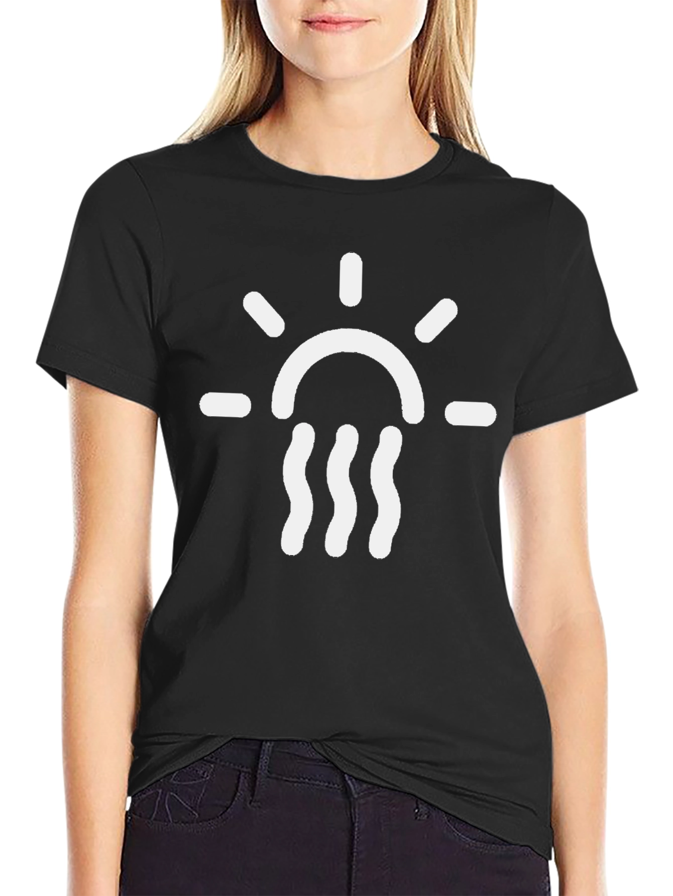 Sun and Waves Graphic T-Shirt - Black