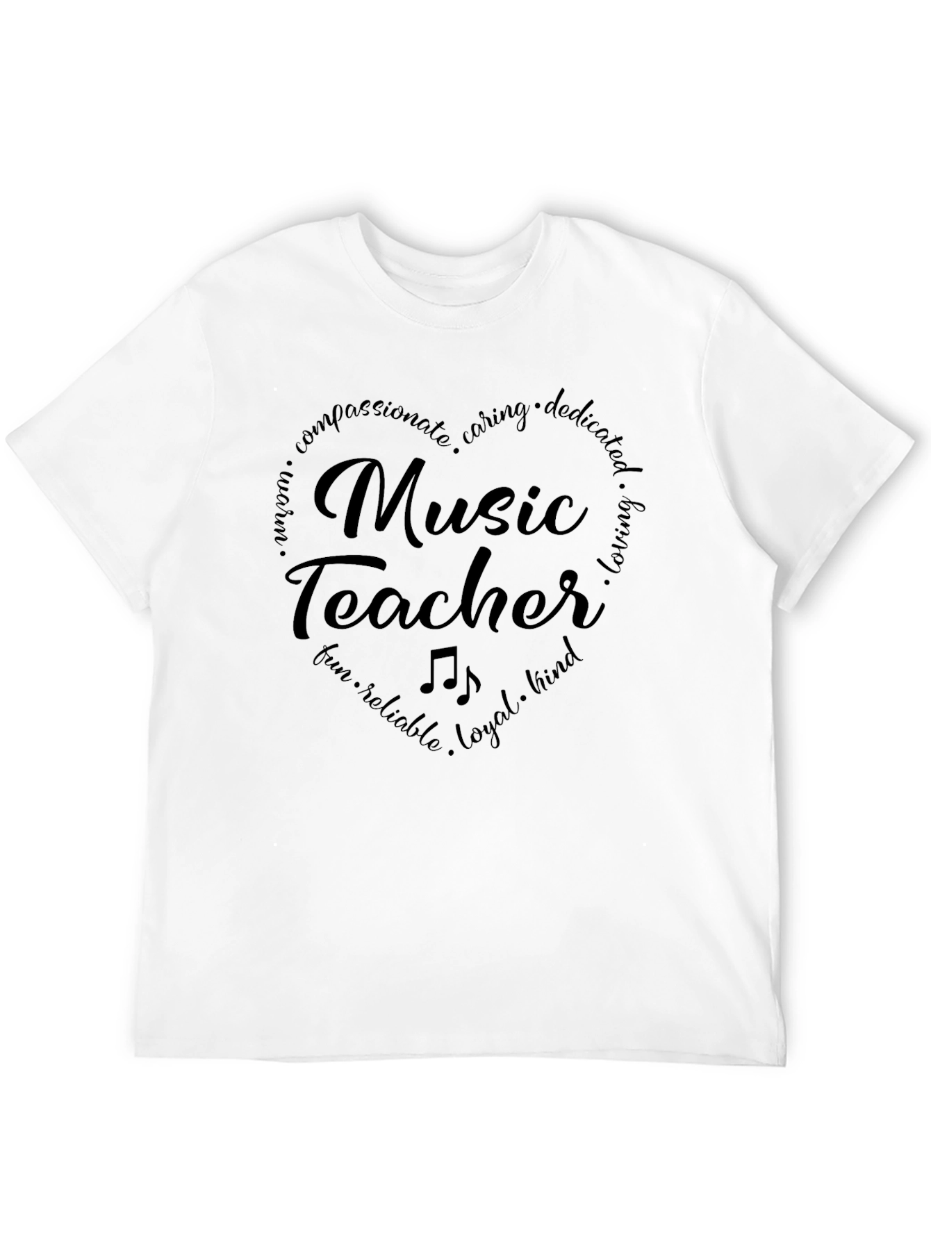 Music Teacher Heart T-Shirt - Compassionate & Caring