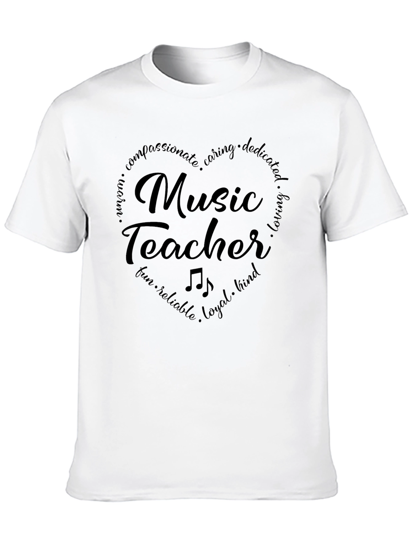 Music Teacher Heart T-Shirt - Compassionate & Caring