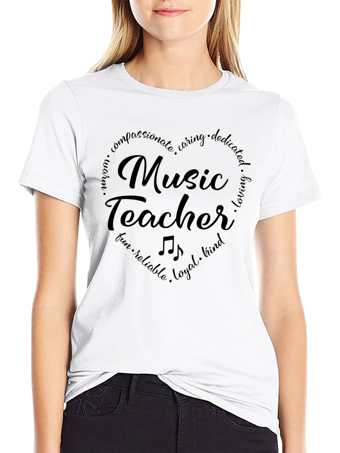 Music Teacher Heart T-Shirt - Compassionate & Caring