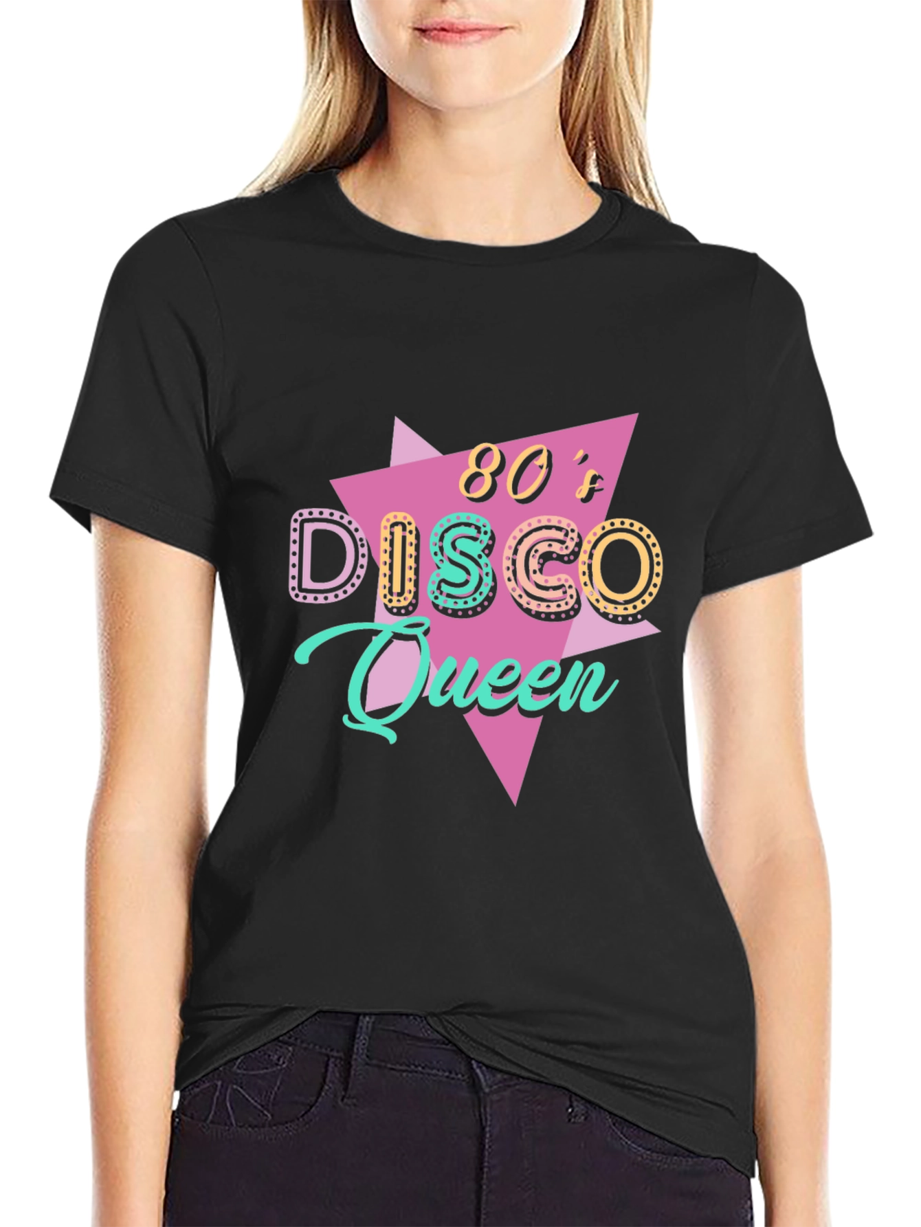 80s Disco Queen Black T-Shirt