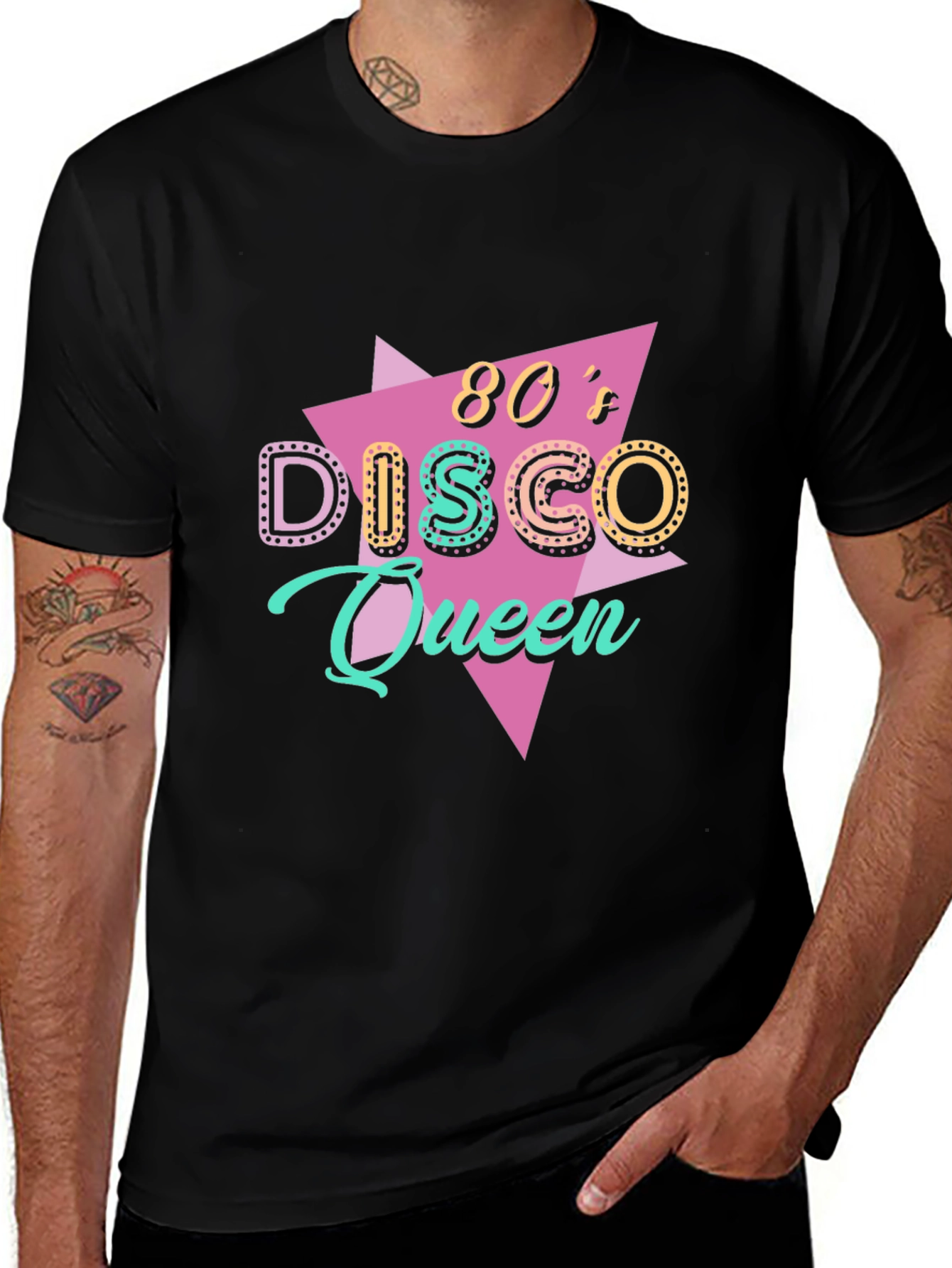 80s Disco Queen Black T-Shirt