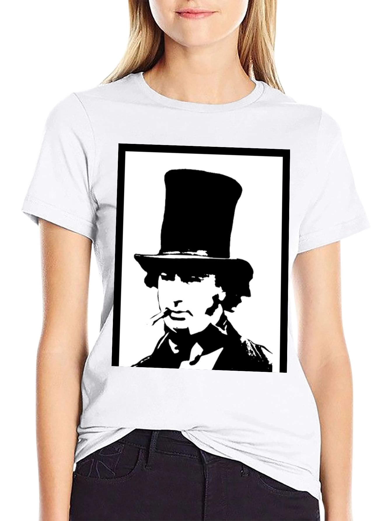 Top Hat Man Graphic Tee - Stylish Black T-Shirt