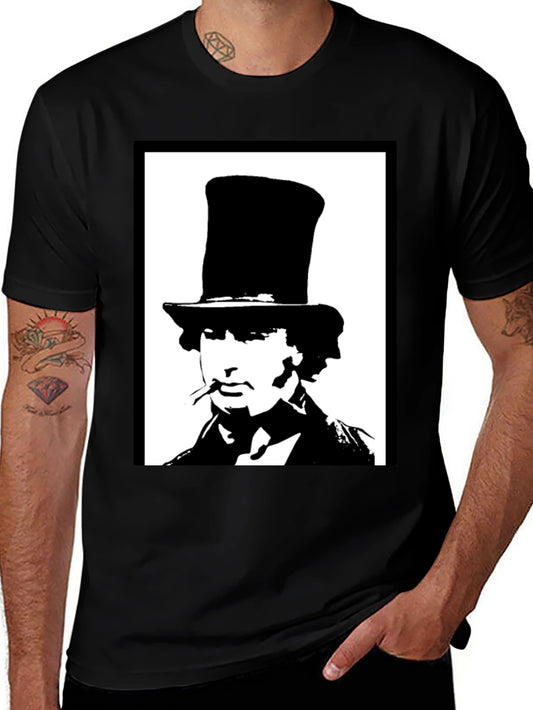 Top Hat Man Graphic Tee - Stylish Black T-Shirt