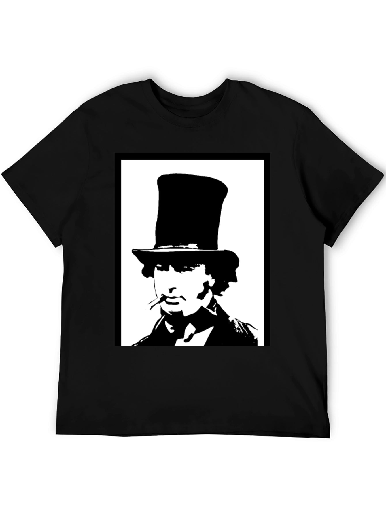 Top Hat Man Graphic Tee - Stylish Black T-Shirt