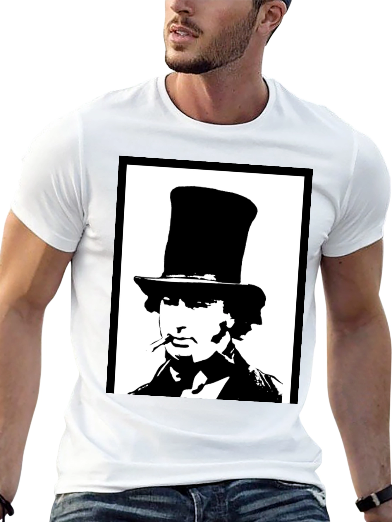 Top Hat Man Graphic Tee - Stylish Black T-Shirt