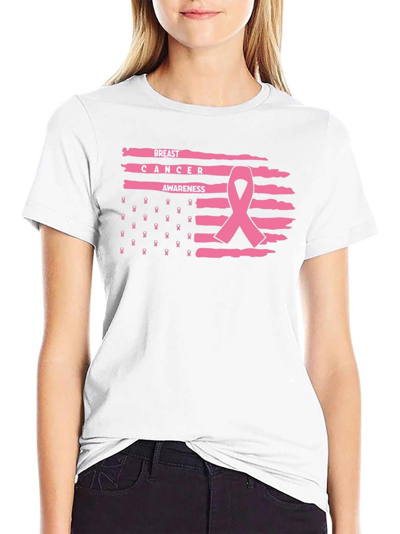 Breast Cancer Awareness Ribbon Graphic Tee