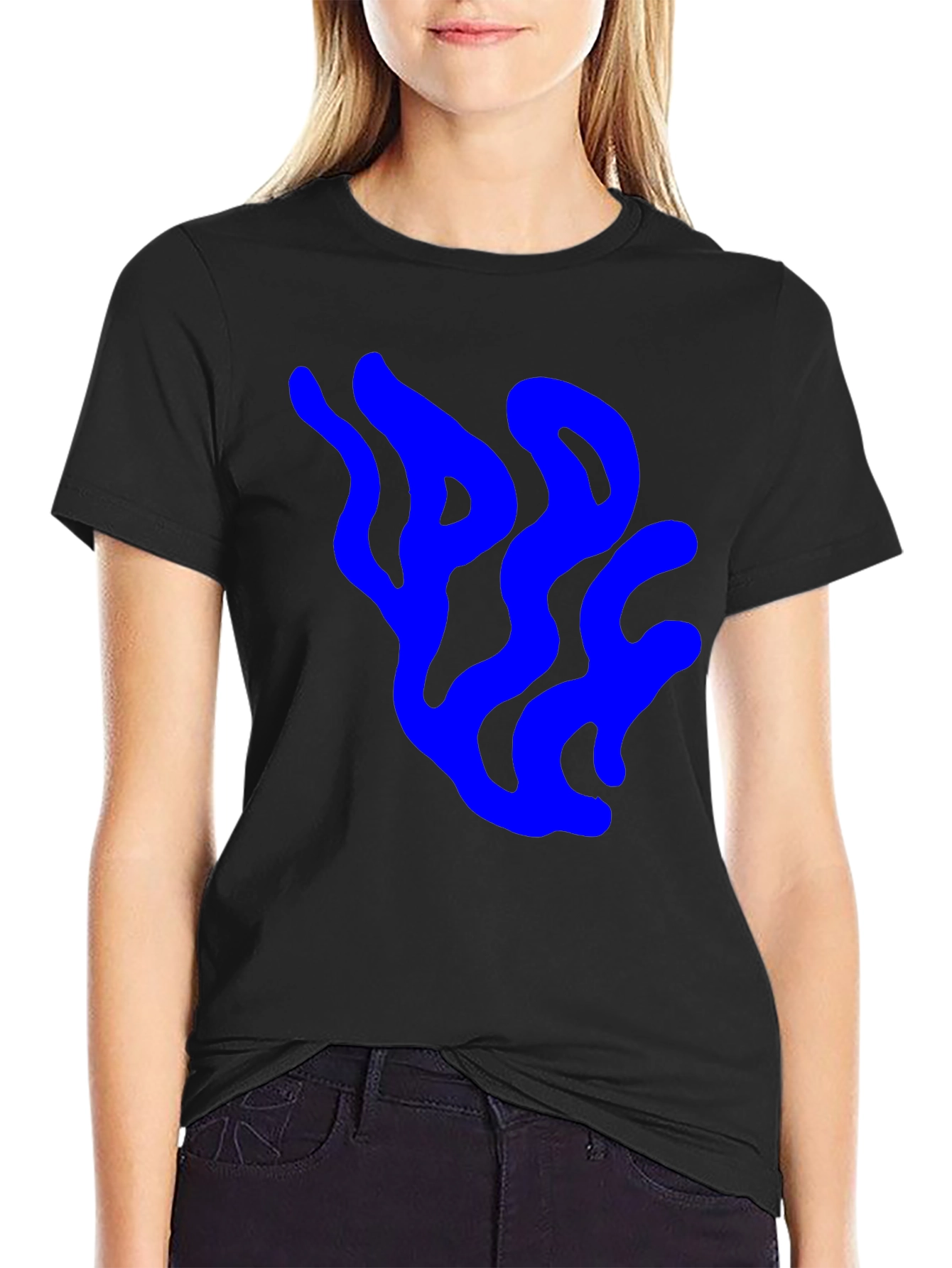 Abstract Blue Design Black T-Shirt