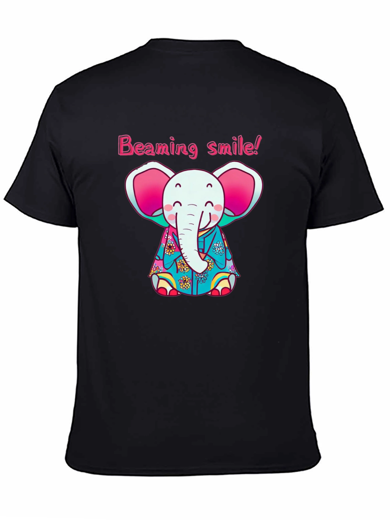 Cute Elephant Beaming Smile! Black T-Shirt