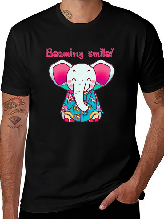 Cute Elephant Beaming Smile! Black T-Shirt