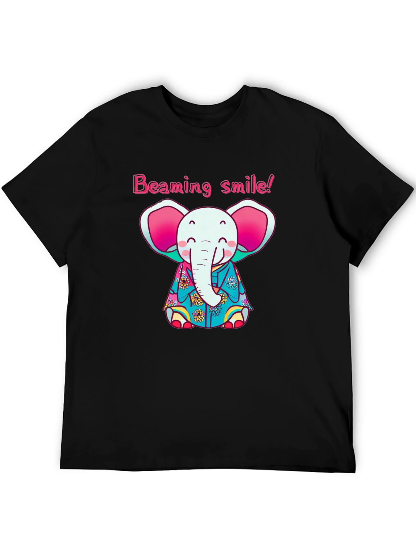 Cute Elephant Beaming Smile! Black T-Shirt