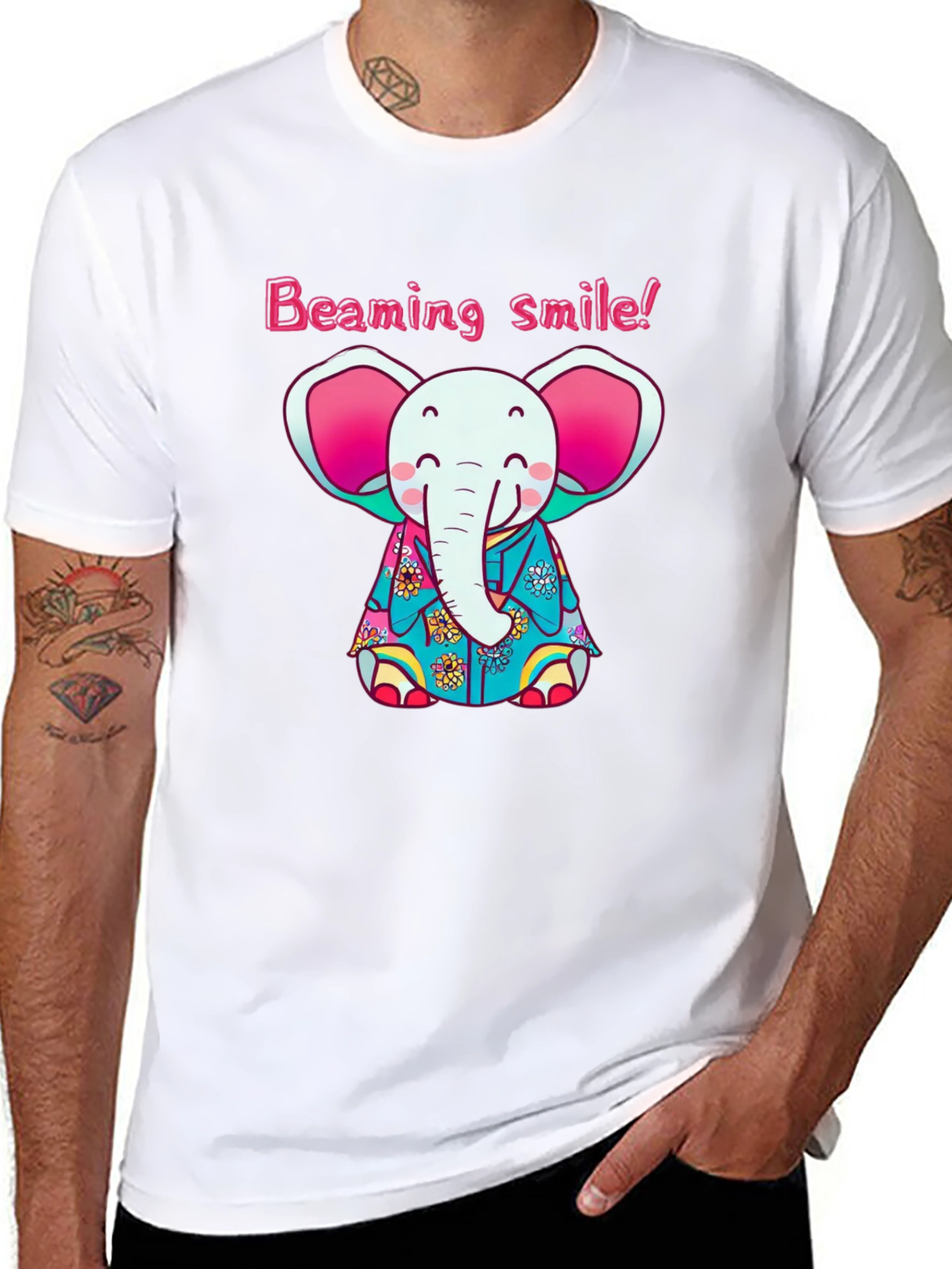Cute Elephant Beaming Smile! Black T-Shirt