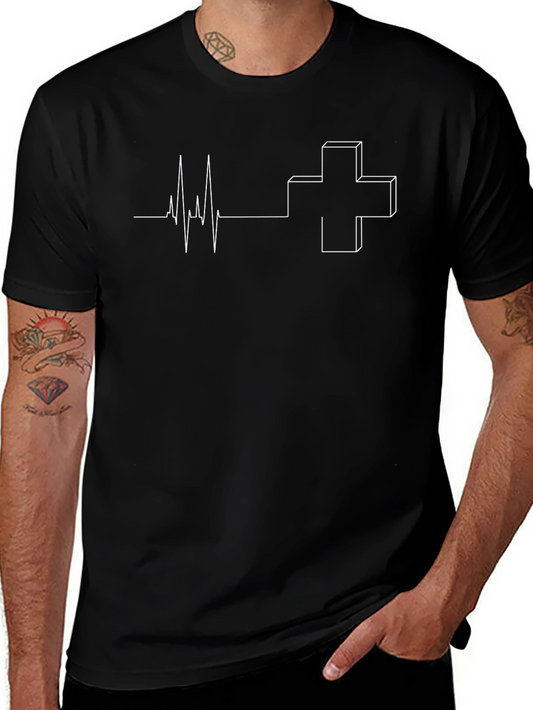 Heartbeat Medical Cross T-Shirt - Black