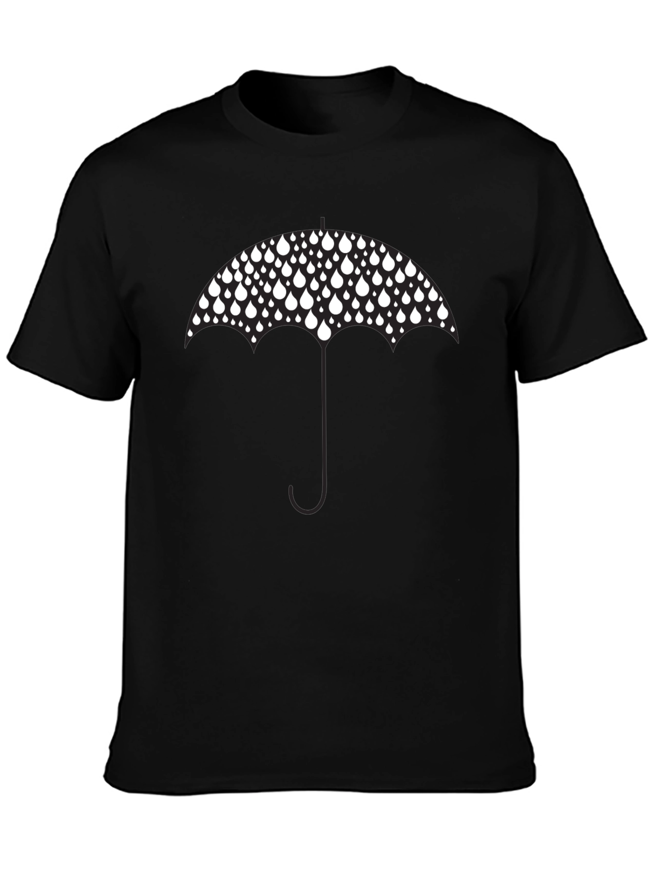 Raindrop Umbrella Graphic Tee - Stylish Black T-Shirt