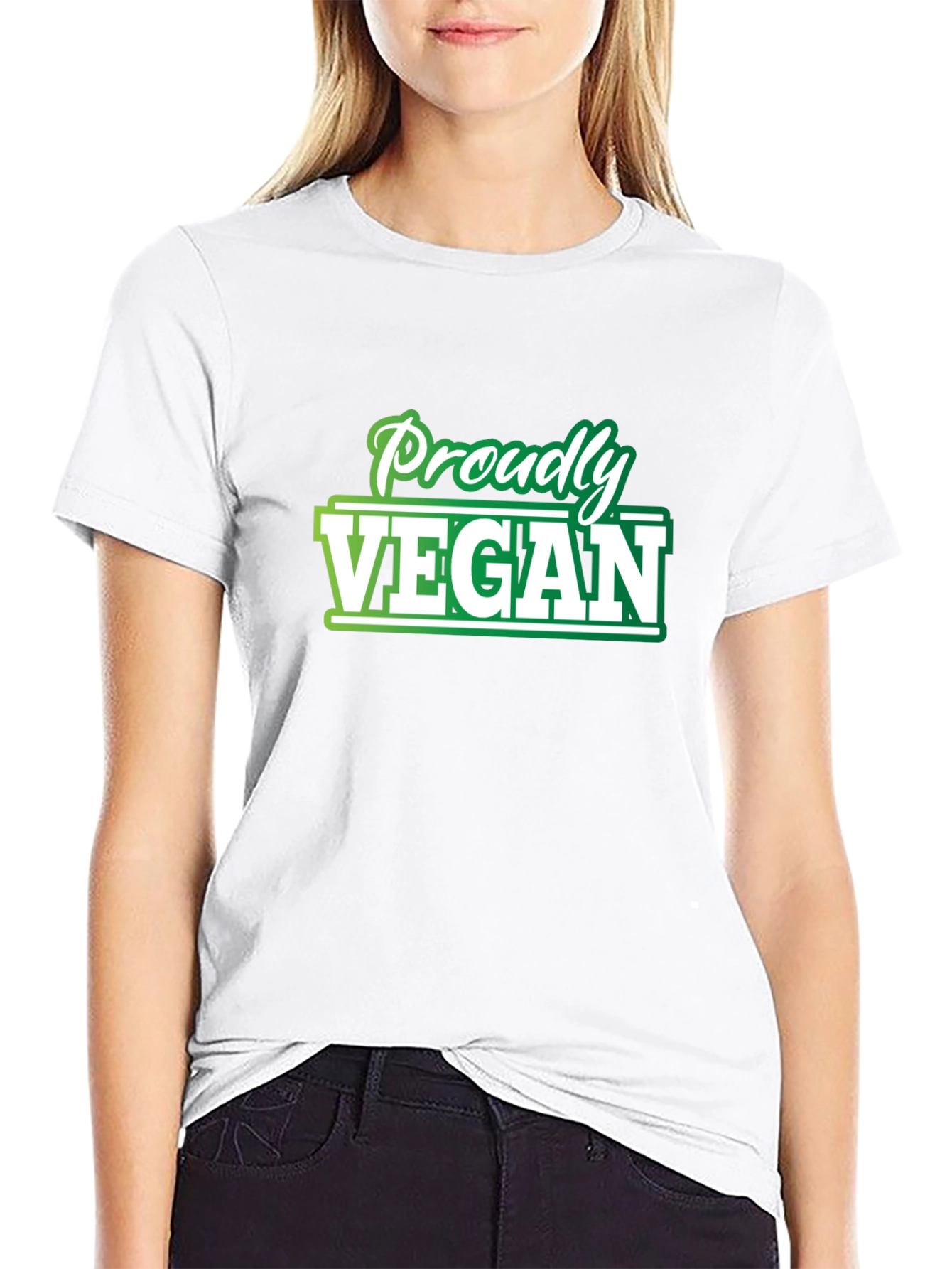Proudly Vegan T-Shirt - Green and White Graphic Tee